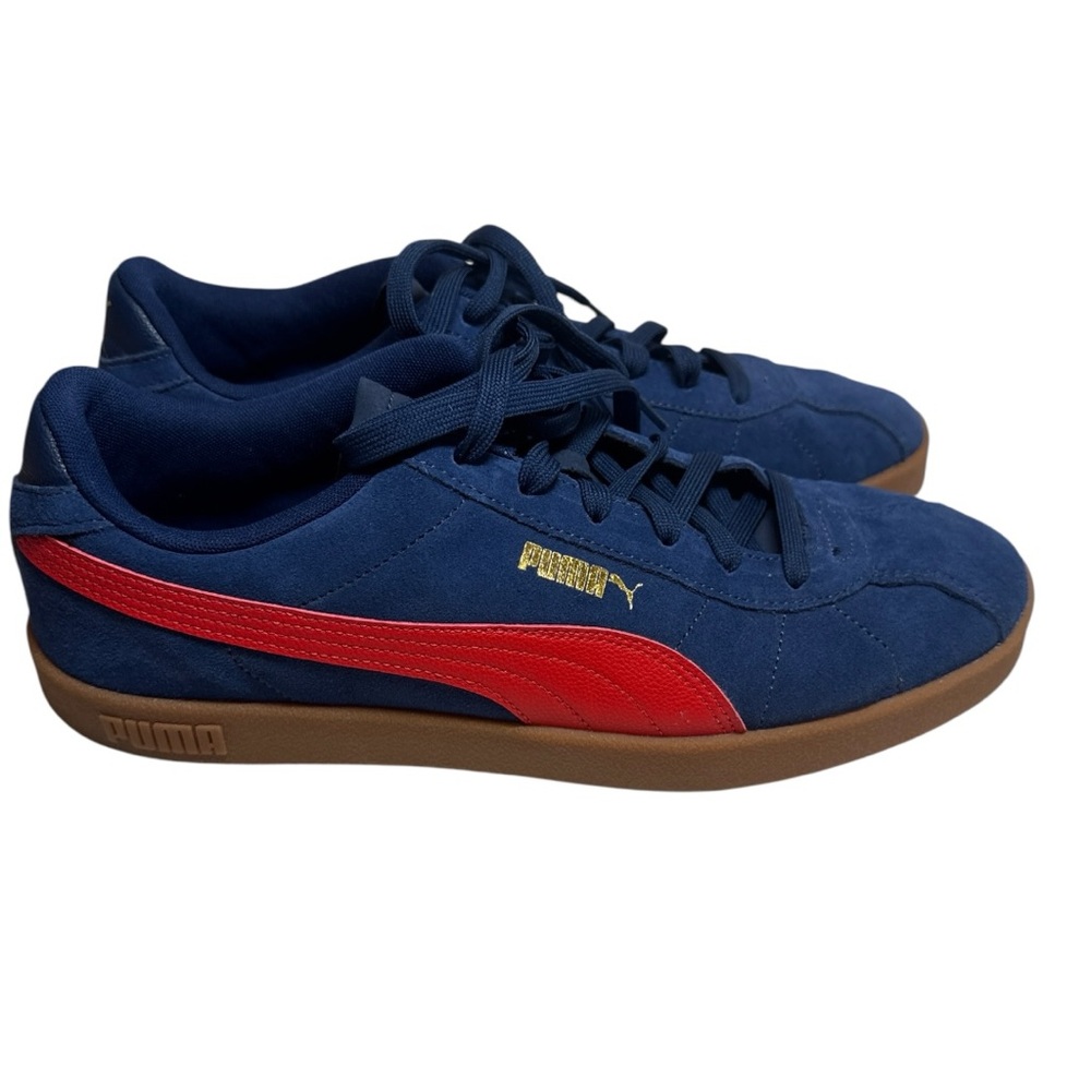 PUMA Blue Suede Sneakers Men’s Size 12 (EU 46) Red Stripe